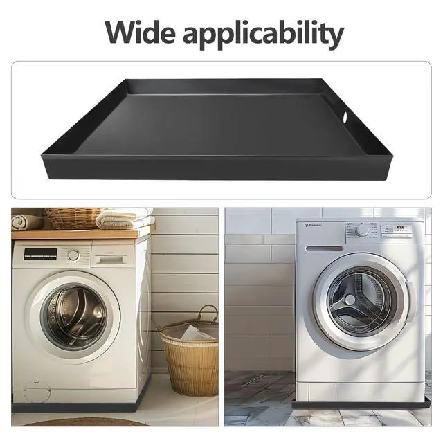 Alt view image 6 of 6 - Heavy Duty Washing Machine Drain Pan 19 Guage Thick Stainless Steel 32X30X2-1/2in, Including 1" Drain Fittings (Matte Black)