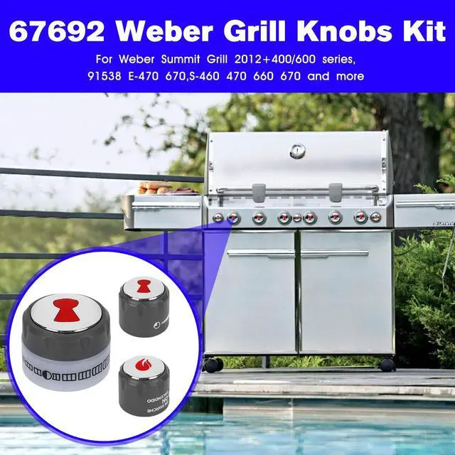 Alt view image 2 of 7 - Grill Control Knobs Kit 67692 Replacement Weber Summit 660/670 Gril Knob | Gas Grill Knob With 6 Main Burner Knob, 1 IR Knob, 1 Smoke and 1 Grill Burner Control Knob - 9 Pack