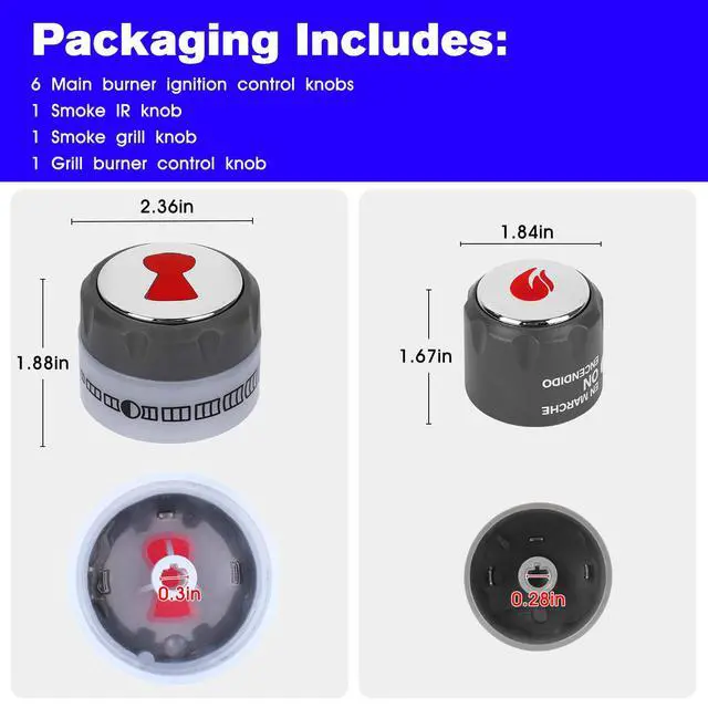 Alt view image 3 of 7 - Grill Control Knobs Kit 67692 Replacement Weber Summit 660/670 Gril Knob | Gas Grill Knob With 6 Main Burner Knob, 1 IR Knob, 1 Smoke and 1 Grill Burner Control Knob - 9 Pack