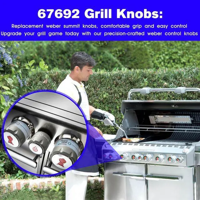 Alt view image 4 of 7 - Grill Control Knobs Kit 67692 Replacement Weber Summit 660/670 Gril Knob | Gas Grill Knob With 6 Main Burner Knob, 1 IR Knob, 1 Smoke and 1 Grill Burner Control Knob - 9 Pack