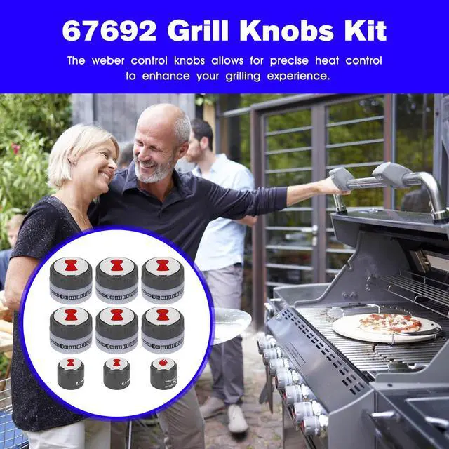 Alt view image 7 of 7 - Grill Control Knobs Kit 67692 Replacement Weber Summit 660/670 Gril Knob | Gas Grill Knob With 6 Main Burner Knob, 1 IR Knob, 1 Smoke and 1 Grill Burner Control Knob - 9 Pack