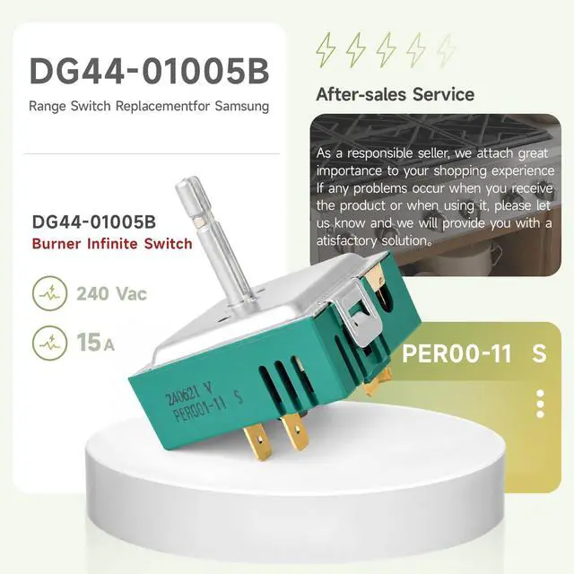 Alt view image 5 of 7 - DG44-01005B Dual Infinite Control Switch Replacement, Compatible with Samsung Range Stove, Replaces DG44-01005A, PER001-11S, PER001-01S, PER001-01B, Surface Element Burner Control Switch 240V