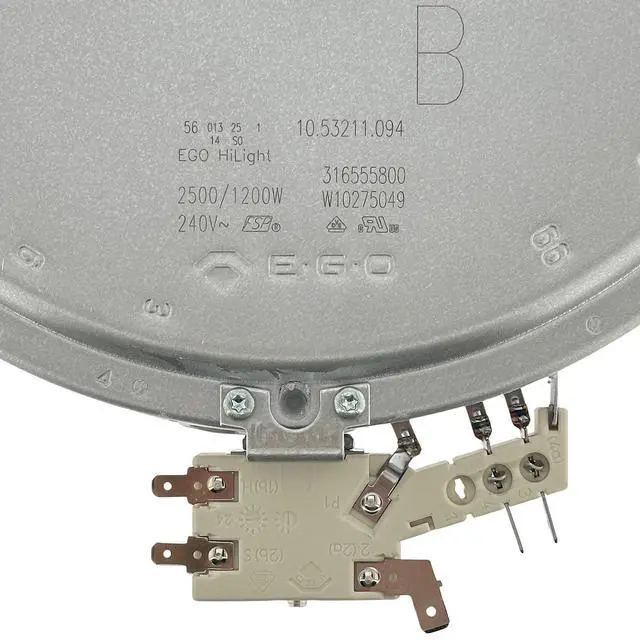 Alt view image 4 of 6 - 316555800, W10275049 Range Dual Radiant Surface Element Heater 6/9 Inch, 2500W/1200W Compatible with Whirlpool Frigidaire, Replaces 316224300, 316418400, 316418401, 318198932, WPW10275049, W10173896