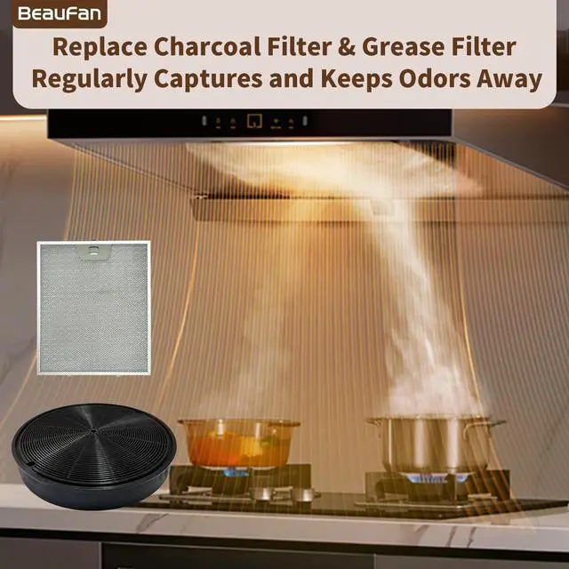 Alt view image 4 of 5 - 3 Pack WB02X24871 Range Vent Hood Grease Filter & 2 Pack JXCF72, WB02X24842 Charcoal Filter Compatible with GE Range Hoods JVW5361EJ1ES, JVW5361SJ1SS, JVW5361BJ1TS, JVW5361EJ2ES