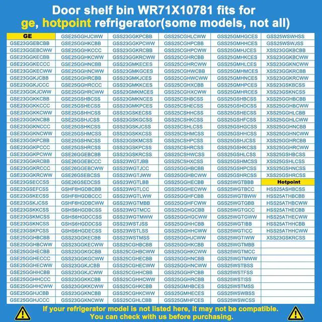 Alt view image 4 of 7 - WR71X10781 Door Shelf Bin Compatible with ge, hotpoint Refrigerator: GSE25GGHECBB, GSS23GGKECBB, GSS25CSHKCSS, GSHS6HGDBCSS etc. Adjustable Door Bin Replacement PS2323453, AP4345099, 1478101 etc