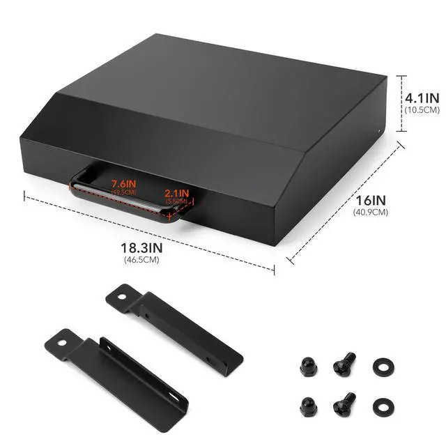 Alt view image 2 of 7 - Hard Cover for 17 inch Blackstone Griddle with Front Grease System, Griddle Lid Fits Models with Removable Screws on Griddle's Rear Panel Only