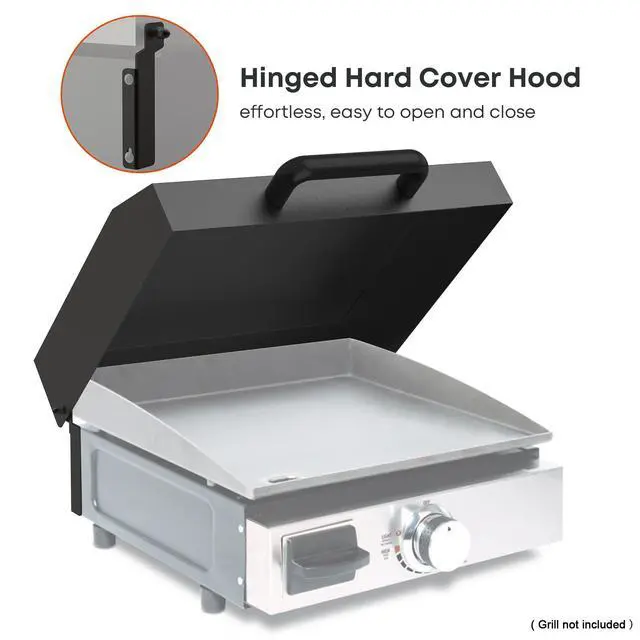 Alt view image 4 of 7 - Hard Cover for 17 inch Blackstone Griddle with Front Grease System, Griddle Lid Fits Models with Removable Screws on Griddle's Rear Panel Only