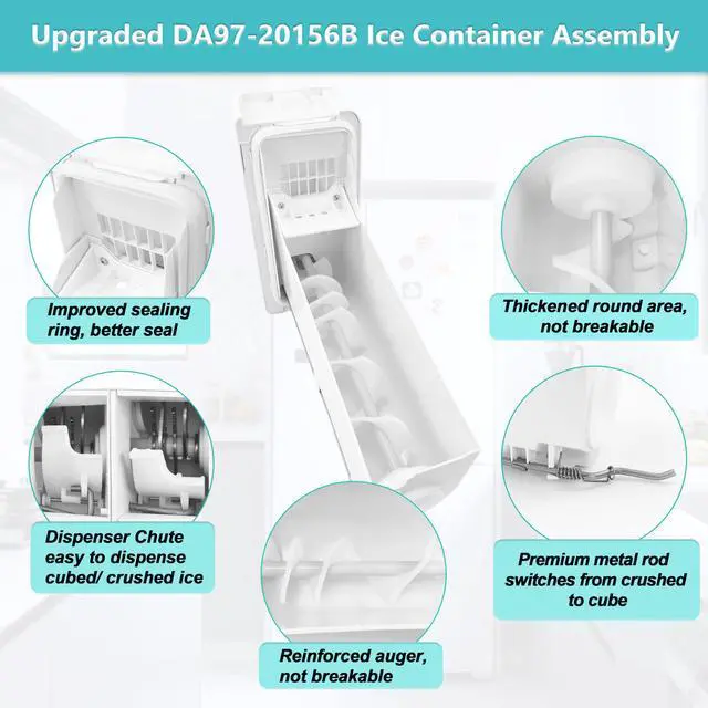 Alt view image 5 of 7 - Upgraded DA97-20156B Refrigerator Ice Bin, Ice Bucket Assembly | Compatible with Samsung Refrigerator Ice Maker Tray, Fits RF28R7201SR/AA, RF28R7351SG, RF28R7351SR, RF28R6201SR, RF27T5201SR