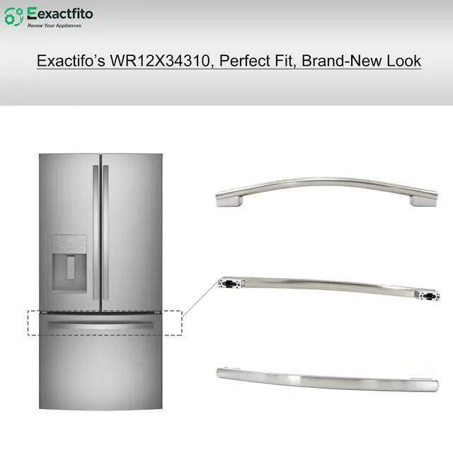 Alt view image 3 of 7 - GE Freezer Handle Replacement WR12X34310 |, Exact fit, Stainless steel, Fingerprint-proof surface, Smooth Ergonomic Grip, Easy installation