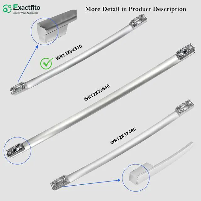 Alt view image 7 of 7 - GE Freezer Handle Replacement WR12X34310 |, Exact fit, Stainless steel, Fingerprint-proof surface, Smooth Ergonomic Grip, Easy installation