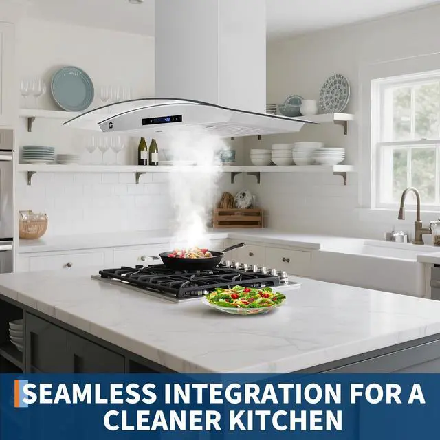 Alt view image 3 of 7 - Range Hood, 30 in Stainless Steel Wall Mount Range Hood, 450 CFM Gesture Sensing & Touch Control with LED Lights, 3 Speed Exhaust Fan Ducted/Ductless Convertible Kitchen Vent Hood, Easy Installation