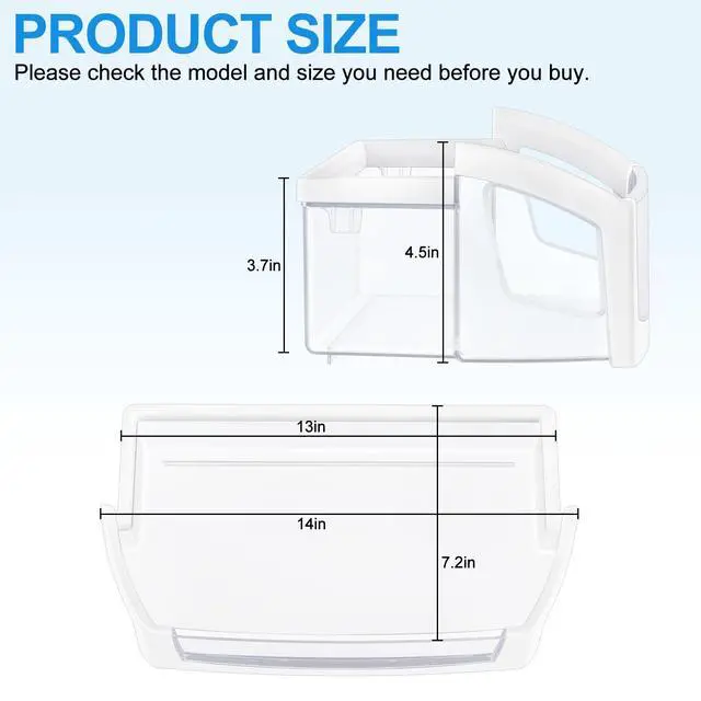 Alt view image 4 of 7 - (2 PACK) UPGRADED WPW10224961 Refrigerator Door Bin Shelf Compatible with Whirlpool Refrigerator Door Shelf W10224961 AP6017170,For Whirlpool Replacement Door Shelf Parts WRX735SDBM, WRF555SDH
