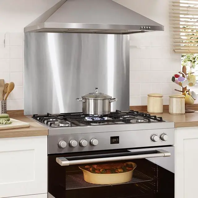 Alt view image 5 of 7 - 36" x 24" Stainless Steel Stove Backsplash Panel Flush Mount Splash Guard for Kitchen Wall, Heat & Stain Resistant, Easy Installation with Pre-Drilled Holes