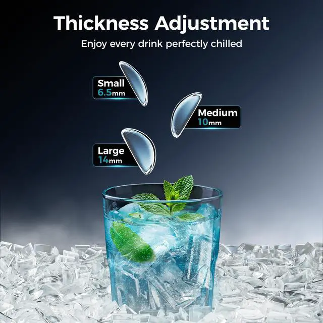 Alt view image 5 of 7 - Crescent Ice Makers Countertop, 35Lbs/24H, 16Pcs in 12Mins, Auto Deep Cleaning, Timer, Portable Crescent Ice Maker Countertop with Crystal-Clear Ice Cubes for Home/Office/Party
