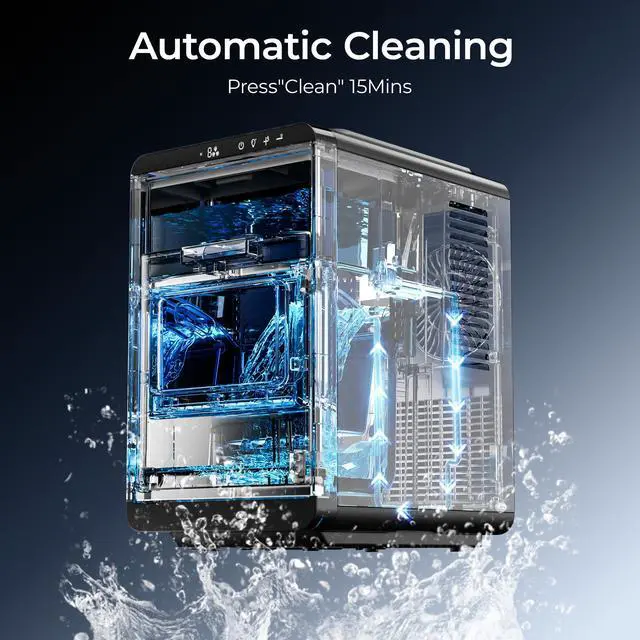 Alt view image 6 of 7 - Crescent Ice Makers Countertop, 35Lbs/24H, 16Pcs in 12Mins, Auto Deep Cleaning, Timer, Portable Crescent Ice Maker Countertop with Crystal-Clear Ice Cubes for Home/Office/Party