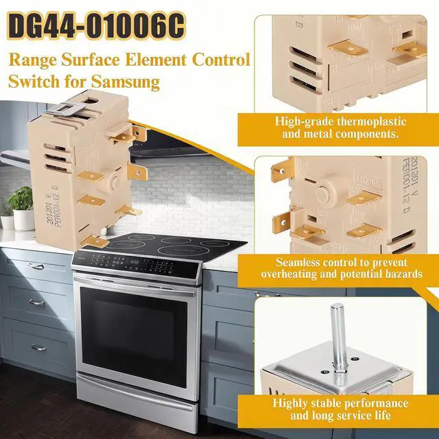 Alt view image 4 of 6 - DG44-01006C Surface Infinite Switch Compatible with Samsung Range Surface Element Control, Infinite Switch Replaces for Samsung PER001-12D, for Stove Replacement Parts