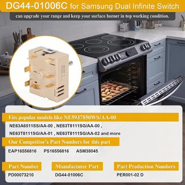 Alt view image 5 of 6 - DG44-01006C Surface Infinite Switch Compatible with Samsung Range Surface Element Control, Infinite Switch Replaces for Samsung PER001-12D, for Stove Replacement Parts