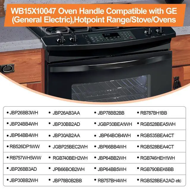 Alt view image 4 of 7 - Upgraded WB15X10047 Oven Handle Replacement Compatible with GE Hotpoint Oven Door Handle Replacement(blk) General Electric Range Oven Handle JBP78BB2BB, JBP66BB4WH, JBP26BB3WH, JBP24BB4WH with Screws