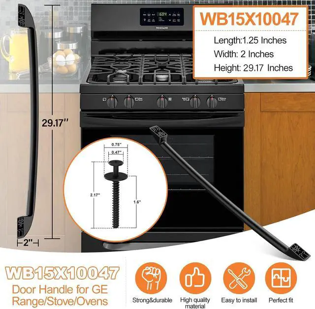 Alt view image 5 of 7 - Upgraded WB15X10047 Oven Handle Replacement Compatible with GE Hotpoint Oven Door Handle Replacement(blk) General Electric Range Oven Handle JBP78BB2BB, JBP66BB4WH, JBP26BB3WH, JBP24BB4WH with Screws