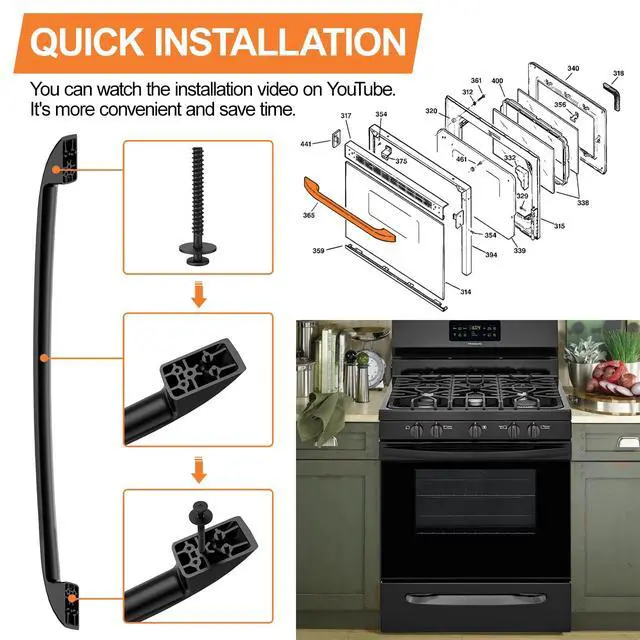 Alt view image 6 of 7 - Upgraded WB15X10047 Oven Handle Replacement Compatible with GE Hotpoint Oven Door Handle Replacement(blk) General Electric Range Oven Handle JBP78BB2BB, JBP66BB4WH, JBP26BB3WH, JBP24BB4WH with Screws