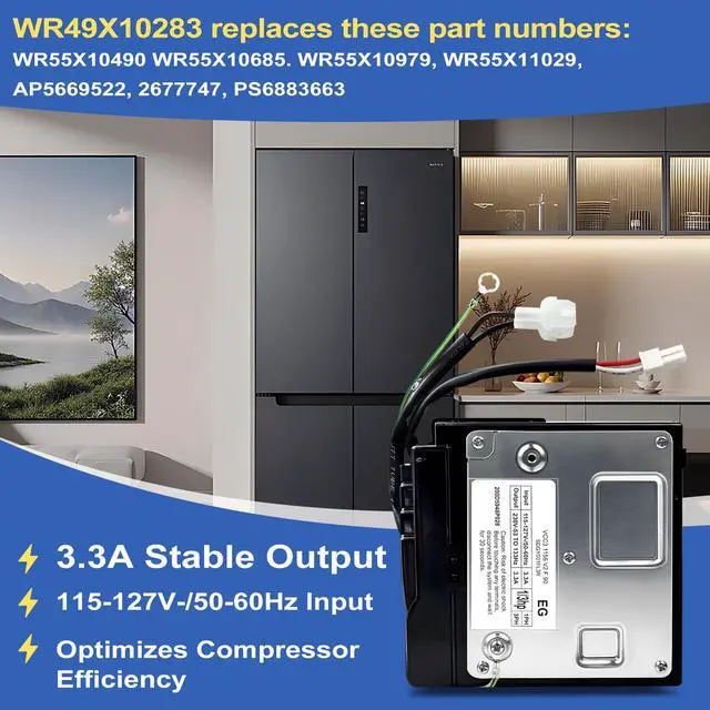 Alt view image 2 of 7 - WR49X10283 519306299 Inverter Control Board Compatible with GE Refrigerator Parts Embraco VCC3 1156 K8 F 90,Replace WR55X10490 WR55X10685 WR55X10979 WR55X11029 AP5669522 PS6883663 2677747