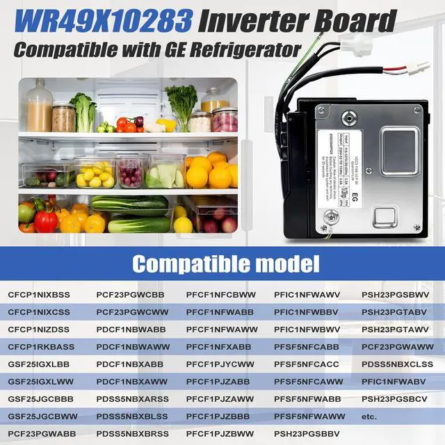 Alt view image 6 of 7 - WR49X10283 519306299 Inverter Control Board Compatible with GE Refrigerator Parts Embraco VCC3 1156 K8 F 90,Replace WR55X10490 WR55X10685 WR55X10979 WR55X11029 AP5669522 PS6883663 2677747