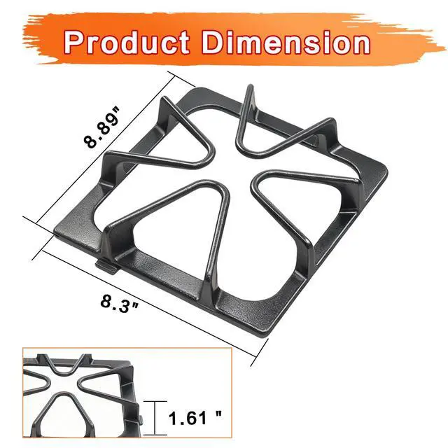 Alt view image 2 of 7 - W10447925 Stove Grate Replacement Parts for Whirlpool Stove Parts General Electric Gas Range Parts Stove Surface Top Grate Metal Steel Rack (4 Pack)