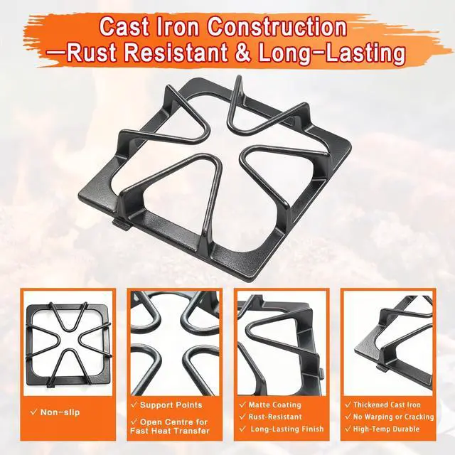 Alt view image 3 of 7 - W10447925 Stove Grate Replacement Parts for Whirlpool Stove Parts General Electric Gas Range Parts Stove Surface Top Grate Metal Steel Rack (4 Pack)