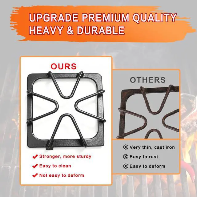 Alt view image 4 of 7 - W10447925 Stove Grate Replacement Parts for Whirlpool Stove Parts General Electric Gas Range Parts Stove Surface Top Grate Metal Steel Rack (4 Pack)