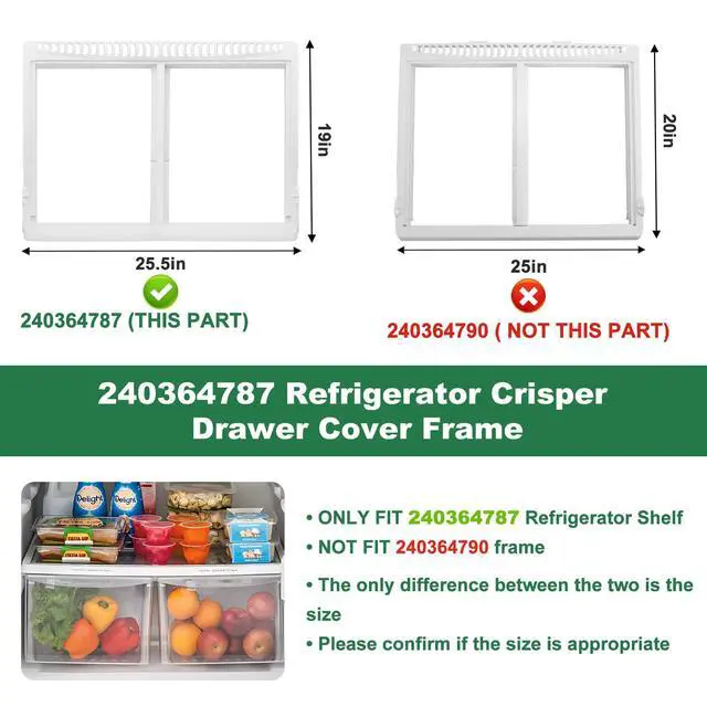 Alt view image 2 of 7 - 240364787 Refrigerator Crisper Drawer Cover Frame with 240350608 Crisper Glass Replacement for Frigidaire kenmore Drawer Replacement,for Frigidaire Glass Shelf Replacement