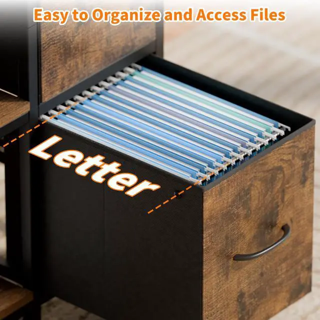 Alt view image 5 of 7 - Printer Stand with 4 Drawer, Extra Large File Cabinet | Extended Shelf for Large Printer, Holds 2 Large Printer, 5 Tier Open Storage, Filing Cabinet for Home Office, Printer Table