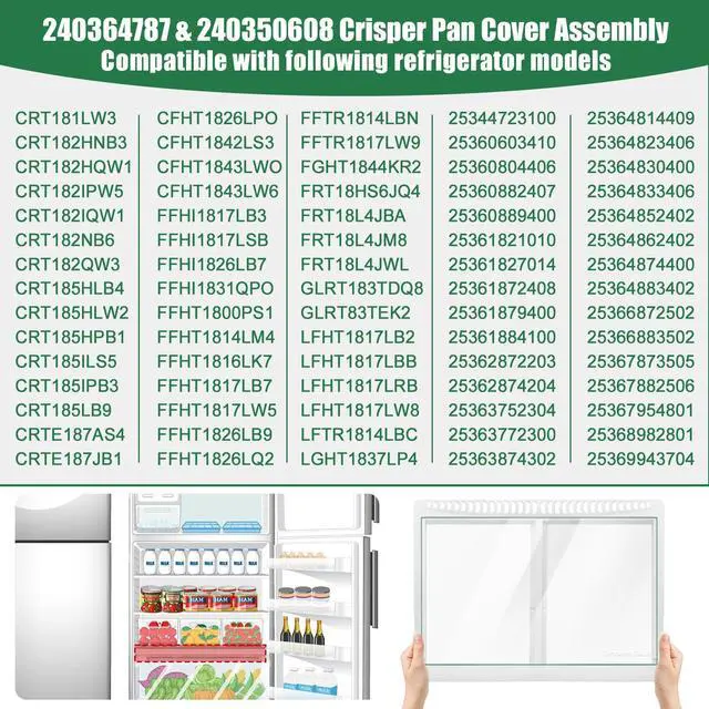 Alt view image 6 of 7 - 240364787 Refrigerator Crisper Drawer Cover Frame with 240350608 Crisper Glass Replacement for Frigidaire kenmore Drawer Replacement,for Frigidaire Glass Shelf Replacement