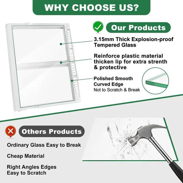 Alt view image 7 of 7 - 240364787 Refrigerator Crisper Drawer Cover Frame with 240350608 Crisper Glass Replacement for Frigidaire kenmore Drawer Replacement,for Frigidaire Glass Shelf Replacement
