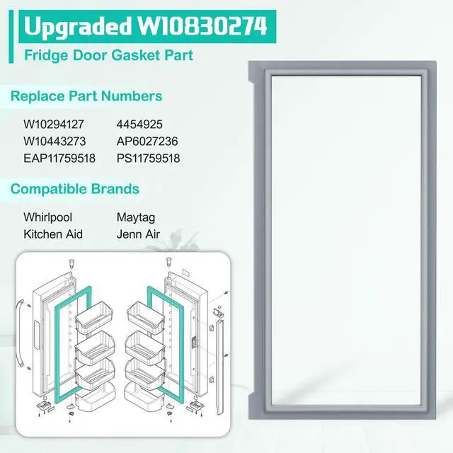 Alt view image 3 of 7 - 2 Pack Upgeaded W10830274 Refrigerator Door Gasket for Whirlpool Refrigerator Seal WRX735SDBM02 WRX735SDHZ07 WRX735SDHZ03 W10443273 Fridge Door Seal Replacement for KitchenAid Refrigerator Gasket