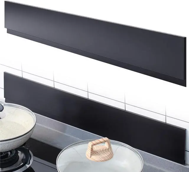 Main image of Front Control Freestanding Range Universal Backguard 29.72" L x 4.72" W Stainless Steel Backsplash for Stove, Easy Installation Hood Backsplash for Most Kitchen Brands Stove(Black)