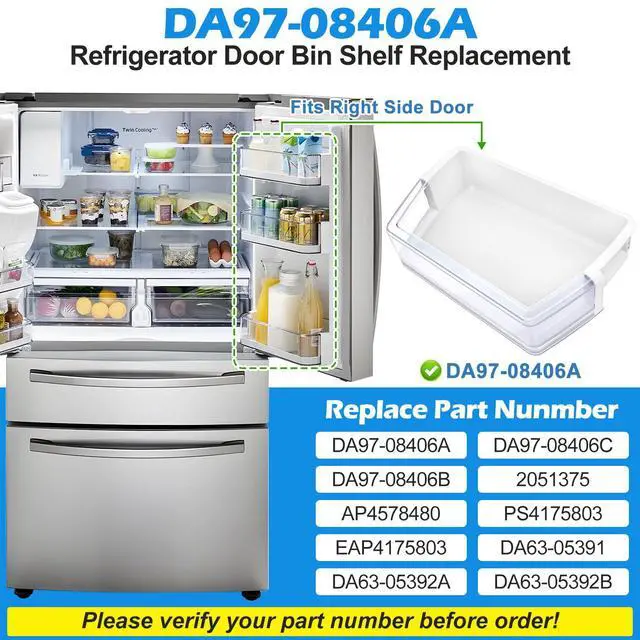 Alt view image 2 of 7 - (2 PACK) Upgraded DA97-08406A, DA97-08406B/C Right Refrigerator Door Shelf Replacement for RF4287HARS/XAA, RF4289HARS/XAA Samsung Fridge Shelf AP4578480,DA63-05391/05392B Refrigerator Door Bin Part