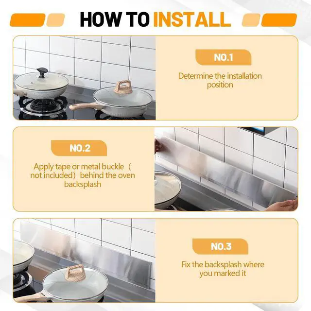 Alt view image 3 of 6 - Front Control Freestanding Range Universal Backguard 29.72" L x 4.72" W Stainless Steel Backsplash for Stove, Easy Installation Hood Backsplash for Most Kitchen Brands Stove(Silver)