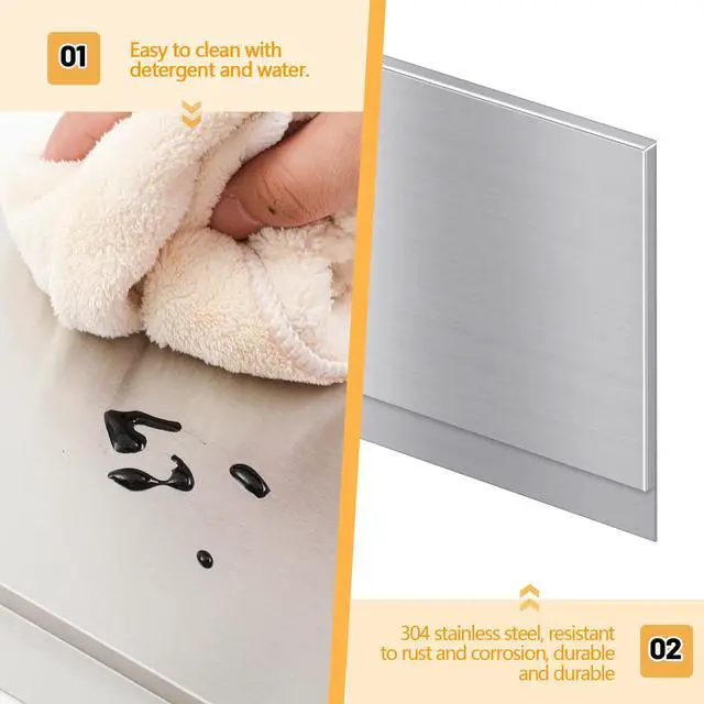 Alt view image 4 of 6 - Front Control Freestanding Range Universal Backguard 29.72" L x 4.72" W Stainless Steel Backsplash for Stove, Easy Installation Hood Backsplash for Most Kitchen Brands Stove(Silver)