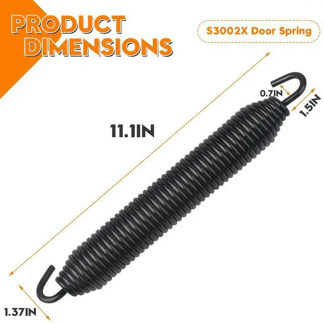 Alt view image 7 of 7 - S3002X Oven Door Spring Fits for Bakers Pride Top Door Commercial Oven | Spring for 101 151 251 301 Marsal SD1060, Replacement for 2P-S3002A All Points 26-2015, 11-1/2" x 1-1/4" Loose Swivel Hook