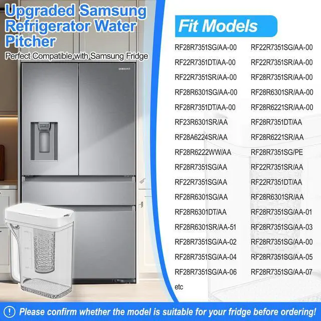Alt view image 4 of 7 - Upgraded RF28R7351SR RF22R7351SR RF28R7351SG RF28R6301SR RF28R6301SG RF22R7351SG Water Pitcher Compatible with Samsung Water Pitcher for Fridge Door Replacement DA97-17395B Refrigerator Tank Reservoir