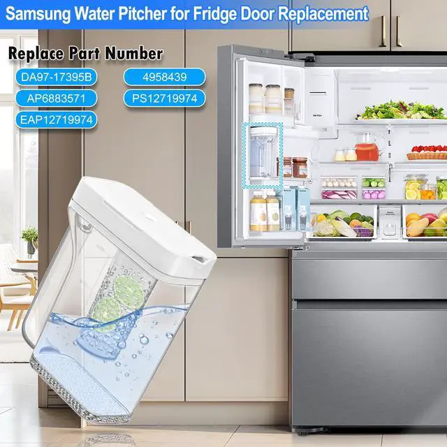 Alt view image 5 of 7 - Upgraded RF28R7351SR RF22R7351SR RF28R7351SG RF28R6301SR RF28R6301SG RF22R7351SG Water Pitcher Compatible with Samsung Water Pitcher for Fridge Door Replacement DA97-17395B Refrigerator Tank Reservoir