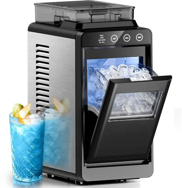 Main image of Ice Makers Countertop,26Lbs/24H,8Pcs in 6Mins,Portable Ice Maker Machine with 1.2L Top Water Tank,Interior Lighting,2 Sizes of Bullet Ice for Home/Office/Party(Black)