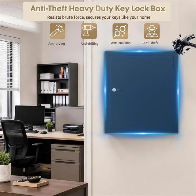 Alt view image 4 of 7 - Lock Key Cabinet with Storage: 131-Keys Steel Wall Mount Key Cabinet Organizer - Large Storage and Secure Combination Lock Box for Office Home Business Black