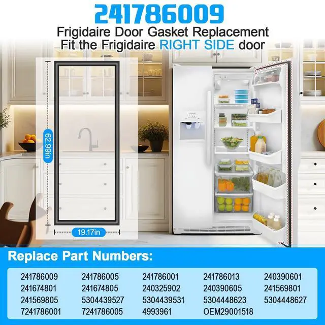 Alt view image 2 of 7 - Upgraded 241786013 241786009 241786005 Refrigerator Door Gasket Replacement Compatible with Frigidaire Electrolux Kenmore Fridge Door Seal 241786001 241569801 Refrigerator Fresh Food Door Gasket