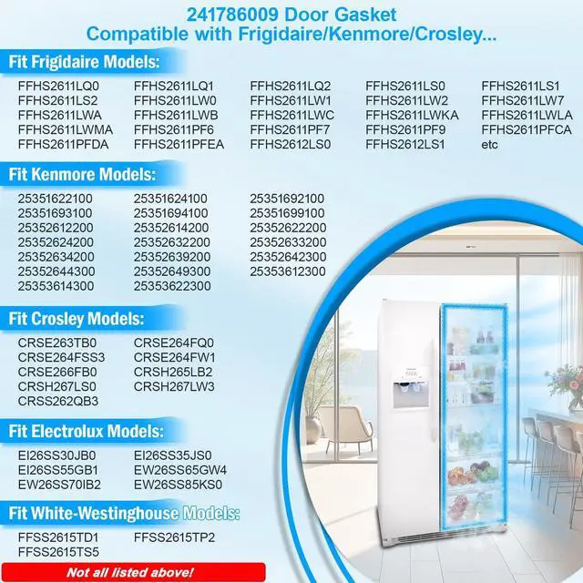 Alt view image 3 of 7 - Upgraded 241786013 241786009 241786005 Refrigerator Door Gasket Replacement Compatible with Frigidaire Electrolux Kenmore Fridge Door Seal 241786001 241569801 Refrigerator Fresh Food Door Gasket