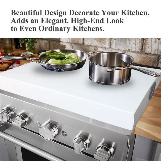 Alt view image 3 of 7 - Stainless Steel Gas Stove Top Cooktop Cover, Kitchen Organizer for Gas and Electric Stove Range Expanding Kitchen Space, Large Size 36"x 22"x3", White