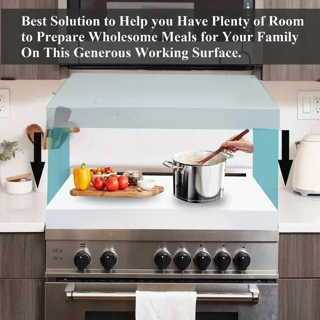 Alt view image 2 of 7 - Stainless Steel Gas Stove Top Cooktop Cover, Kitchen Organizer for Gas and Electric Stove Range Expanding Kitchen Space, Large Size 36"x 22"x3", White