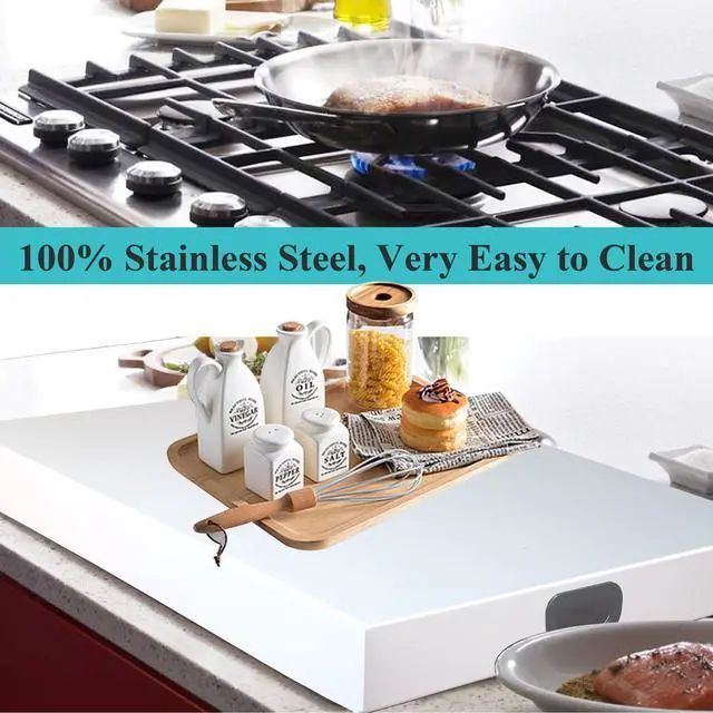 Alt view image 7 of 7 - Stainless Steel Gas Stove Top Cooktop Cover, Kitchen Organizer for Gas and Electric Stove Range Expanding Kitchen Space, Large Size 36"x 22"x3", White