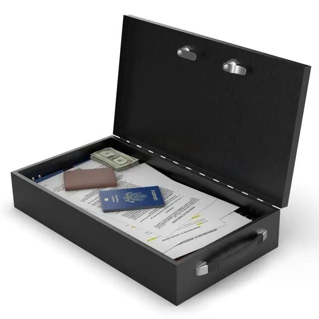 Alt view image 6 of 7 - Fire Retardant Large Strong Box, Dual Combination and Key Lock Steel Security Chest Fits Legal Documents & More Flat, Fire Resistant to Safeguard Vitals, 0.43 Cubic Ft, 18" x 10" x 3.5" Interior