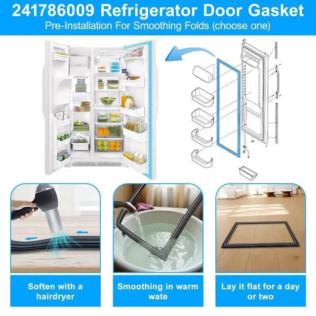Alt view image 6 of 7 - Upgraded 241786013 241786009 241786005 Refrigerator Door Gasket Replacement Compatible with Frigidaire Electrolux Kenmore Fridge Door Seal 241786001 241569801 Refrigerator Fresh Food Door Gasket